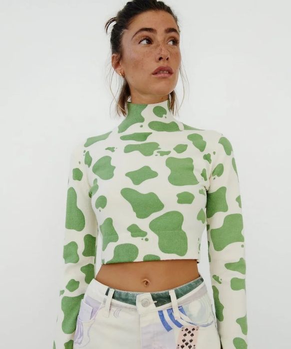 Кроп топ светр принт анімалістичний корова zara
