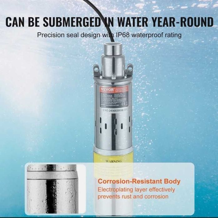 Bomba de Agua Submersível Solar 48V 369W 1900L/H