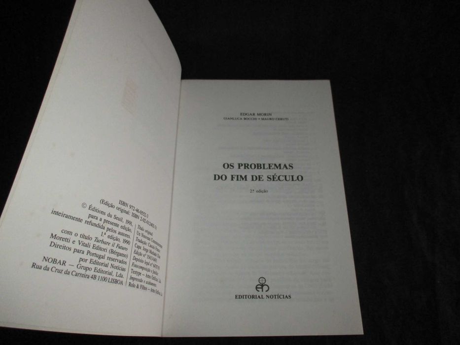 Livro Os Problemas do Fim do Século Edgar Morin