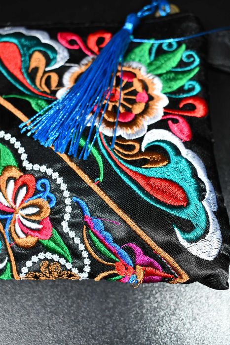 Torebka KOPERTÓWKA do ręki KOSMETYCZKA bogato haftowana Boho Folk