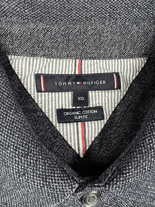Чоловіча класична котонова сіра та  синя футболка поло tommy hilfiger повсякденне поло