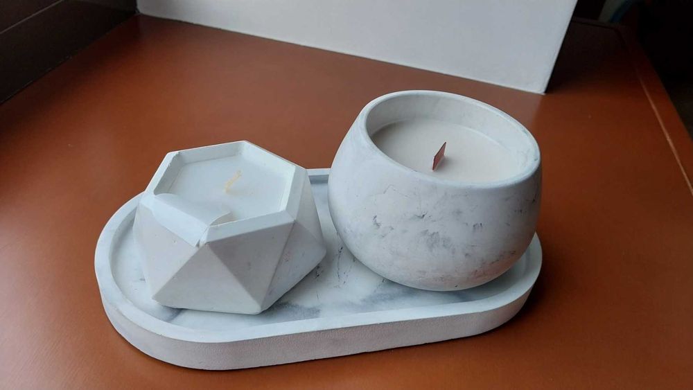 Ароматическая свеча в гипсовом кашпо ручная работа