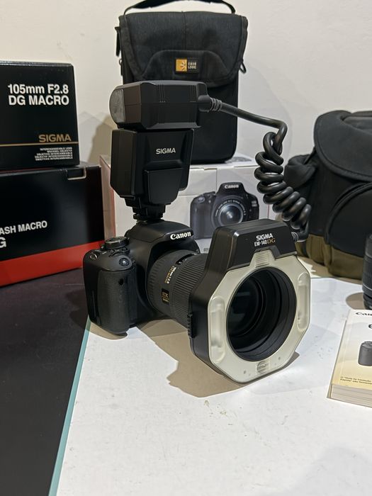 Pack Canon 600D + flash anelar e objetiva sigma e mala