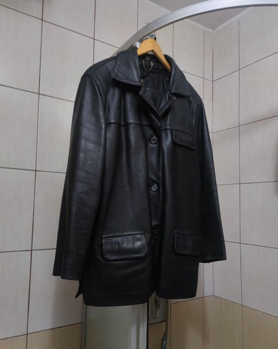 płaszcz kurtka L  Laguna leather woman elegancki damski czarna ciemna