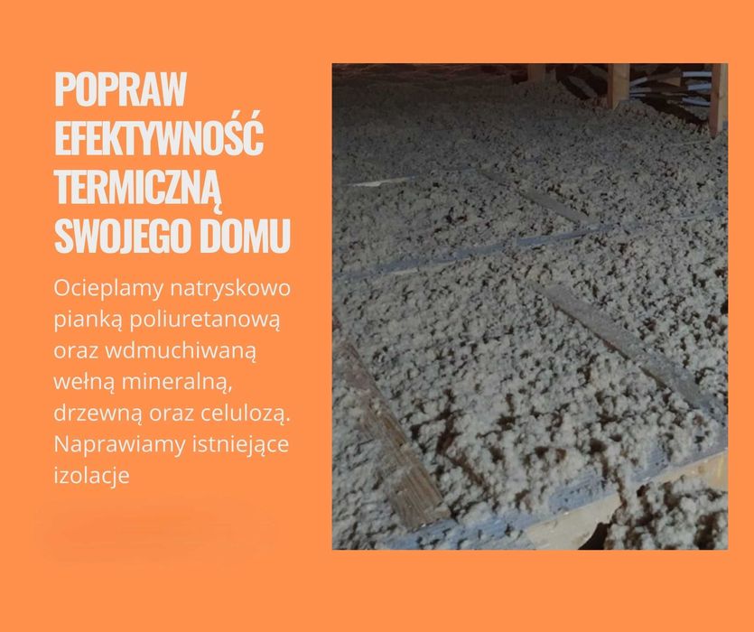 Ocieplenia wełną, celulozą, naprawa izolacji poddasza
