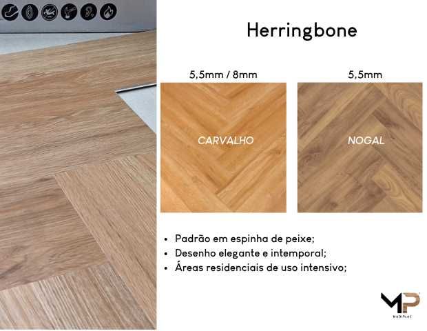 Pavimento vinil Herringbone (espinha)