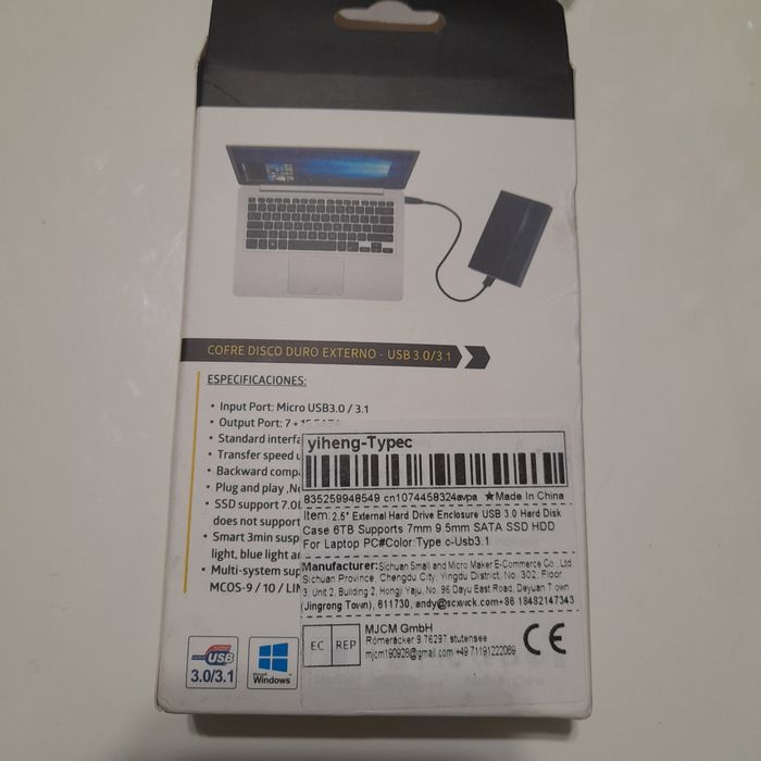 Внешний карман  Корпус для жесткого диска  2,5"HDD/SSD USB 3.0