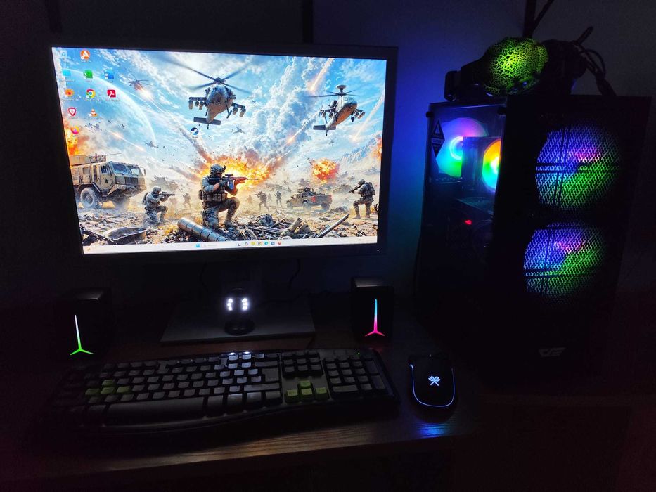 Gamingowy komputer ARGB/RGB.Grafika 8GB,procesor 8rdzeni,32GB RAM, dysk 1TB, M.2 NVMe + monitor+akcesoria