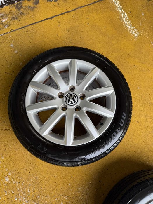 Komplet kół do VW, 4 Felgi + 4 Opony letnie Roahawk 205/55R16 Alufelgi używane, Aluminiowe koła Golf