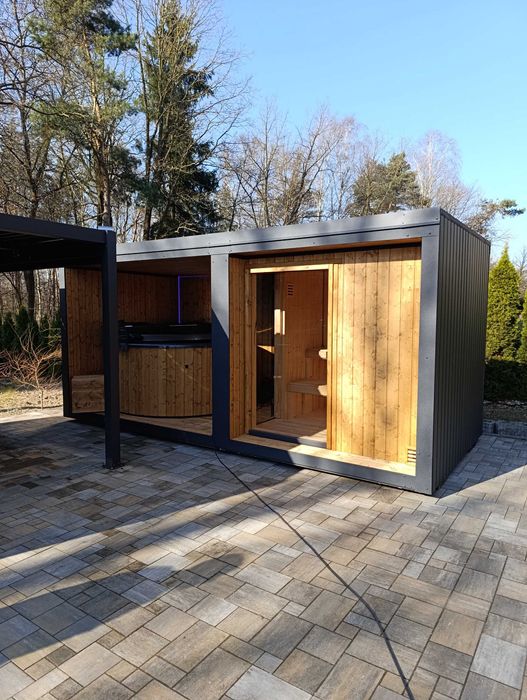 Sauna ogrodowa izolowana z tarasem