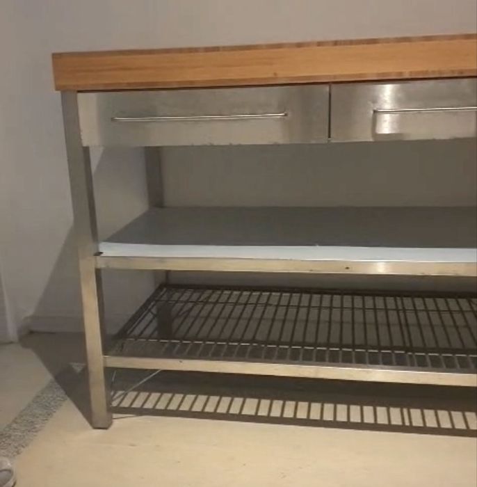 Mesa / bancada de cozinha bambu inox ikea
