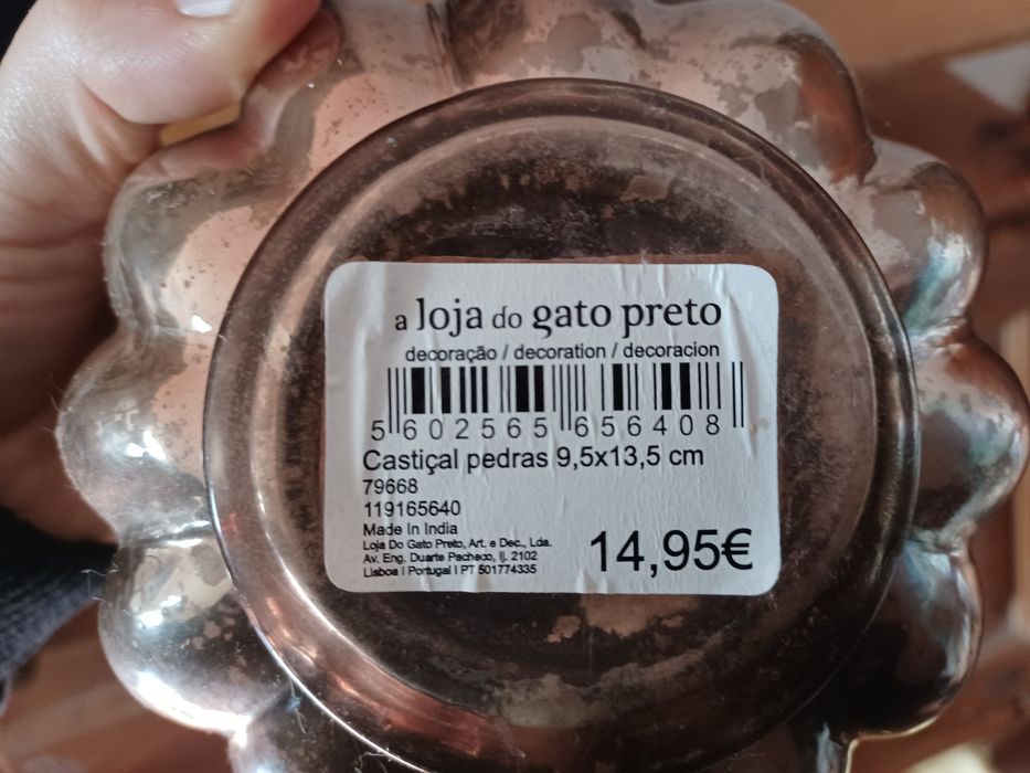 Par castiçal pedra prateado gato preto