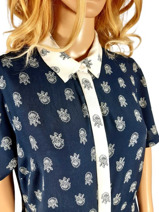 Nowa długa granatowa sukienka 40,L guziki maxi Marks&Spencer M&S