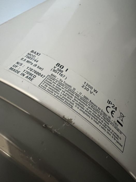 Termoacumulador Baxi Elétrico 80 Lts 1200W