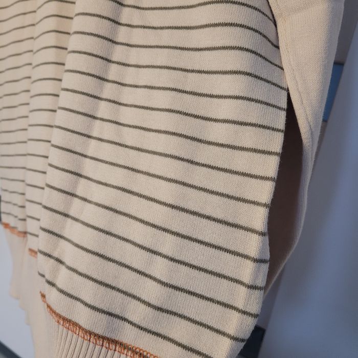 Cienki męski.sweter blend beżowy w paski bawełna L