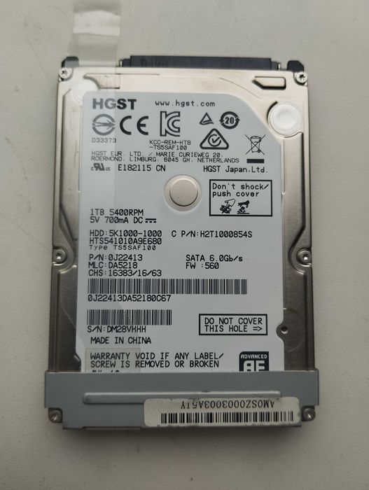 Жёсткий диск HDD HGST Travelstar 5K1000 1Tb, SATA III, 2.5", 5100