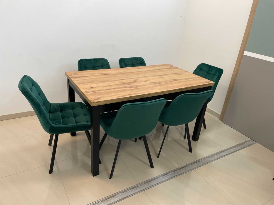 (587) Stół rozkładany + 6 krzeseł, loft, okazja 1550 zł nowy!