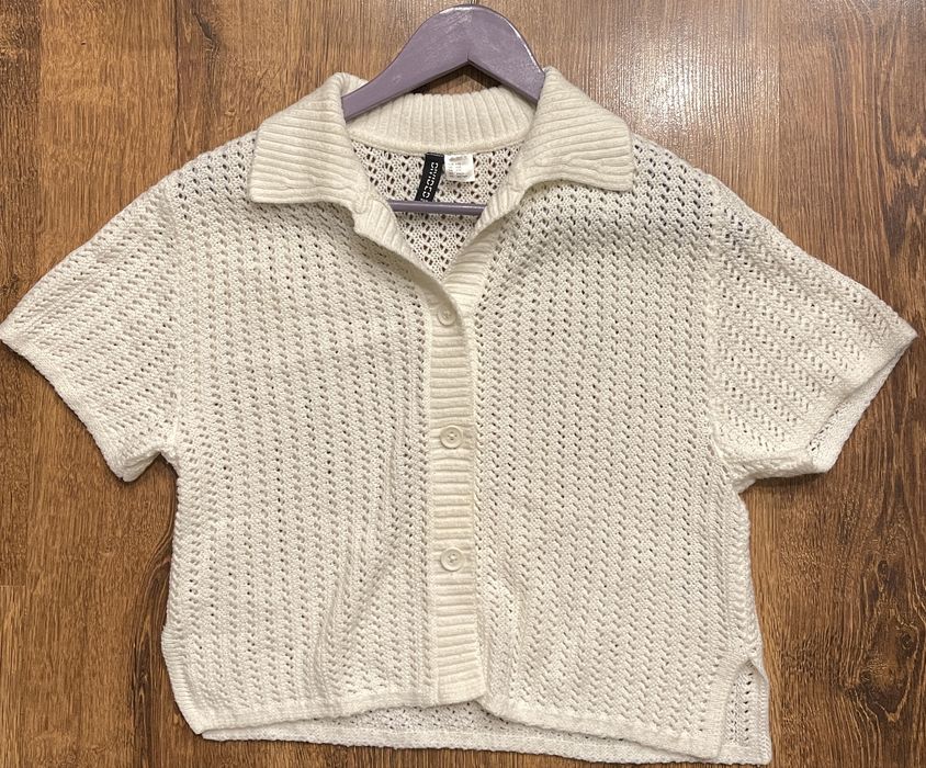 Вʼязана кофтинка на ґудзиках h&m / вязанная кофта с коротким рукавом