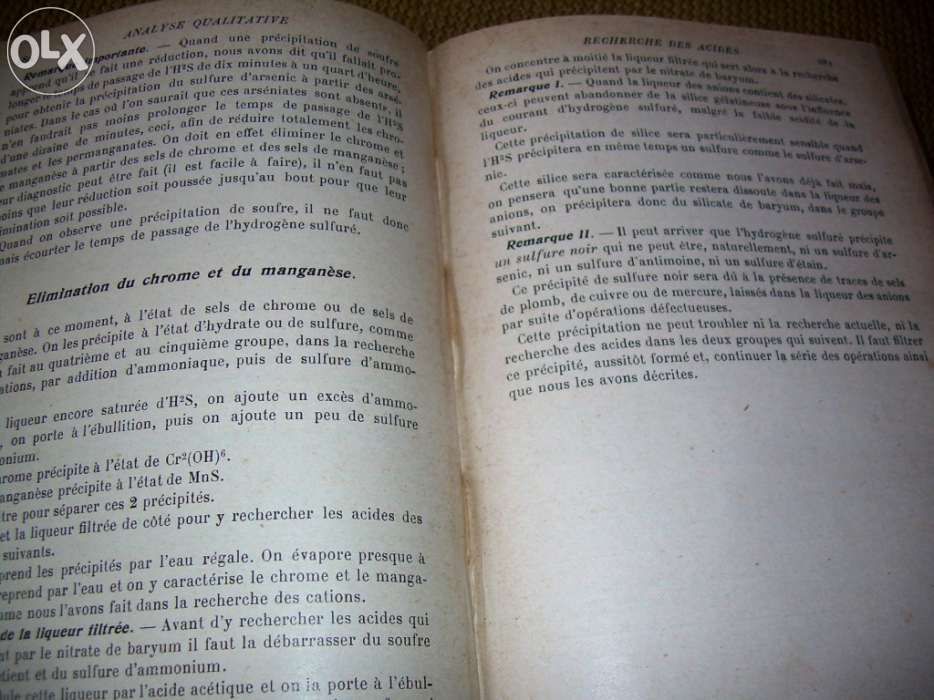 Manuel d´Analyse Chimique Qualitative et Quantitative (1934)