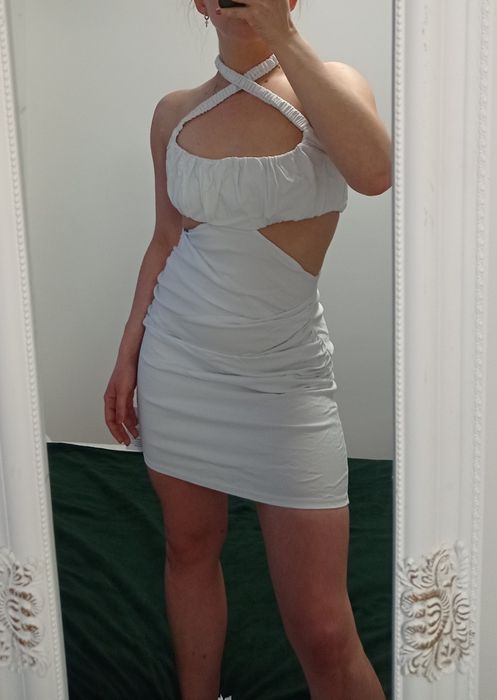 Sukienka biała bandarzowa S sexy