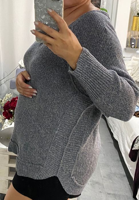 Sweterek sweter gołębi kolor szaro Niebieski L-XL