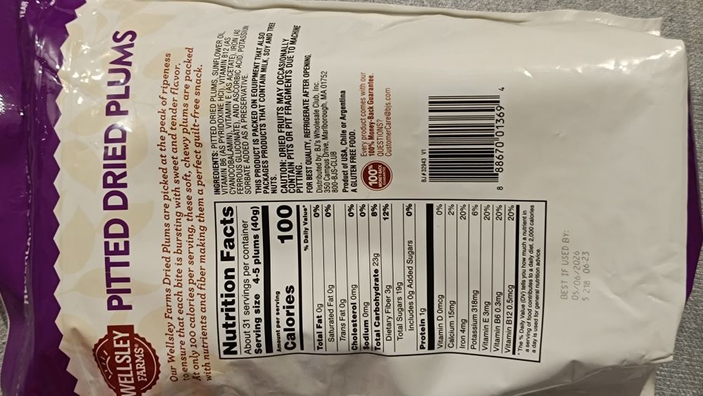 Wellsley Farms Gourmet Dried California Plums, 44oz Suszone śliwki USA