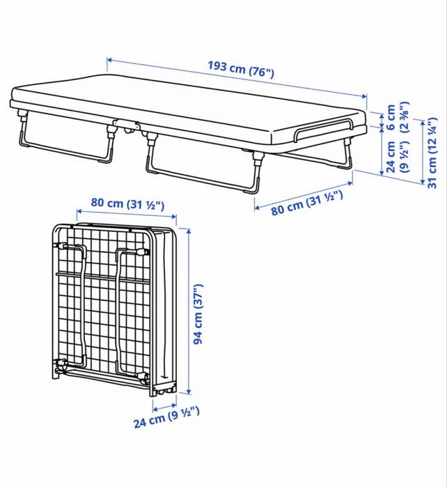 Cama Dobrável Preta