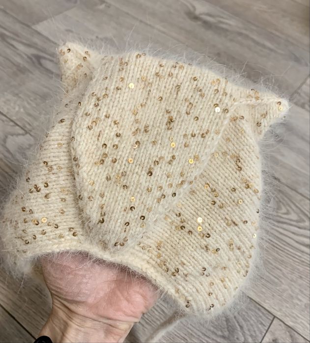 Шапочка 44-48 пух норки handmade
