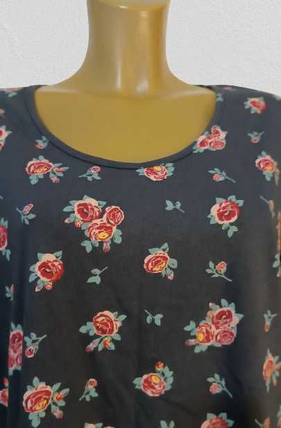 Nowa bawełniana szara bluzka w kwiatowy print 44/46 Bonprix