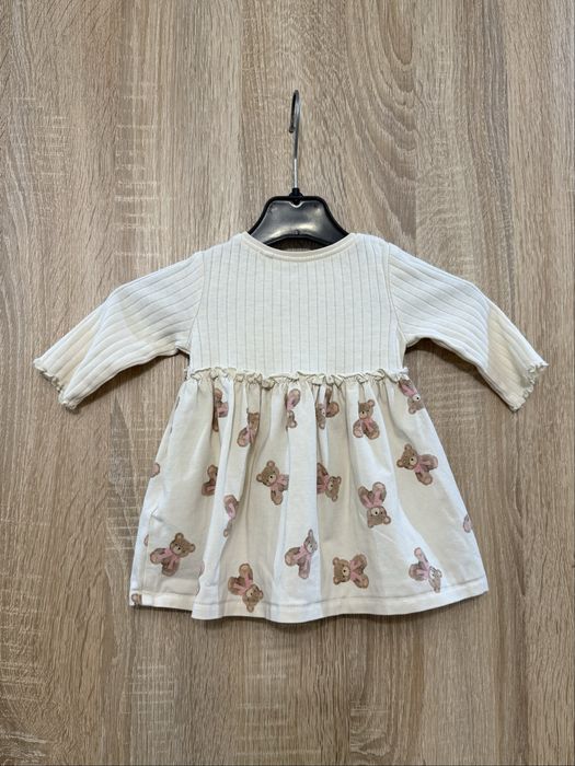 Сукня бежева з ведмедиками, бавовна, Next, для дівчинки до 1 міс.