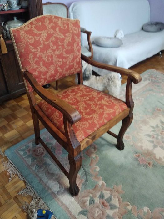 Krzesło pałacowe fotel tron na lwich łapach po renowacji