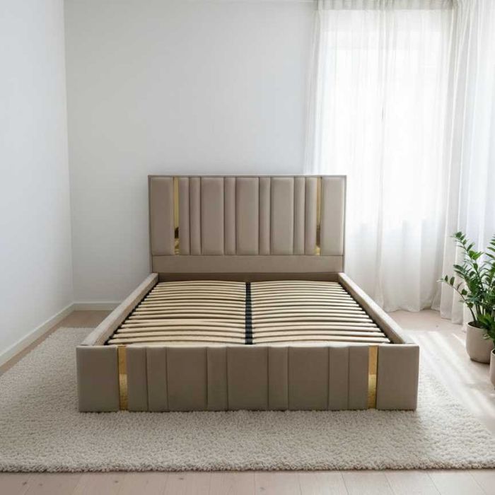 Мʼяке ліжко з підйомним механізмом.  Виготовлення під замовлення.