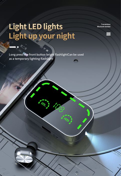 Fones de ouvido bluetooth 5.3 9D estéreo. Prova de água.