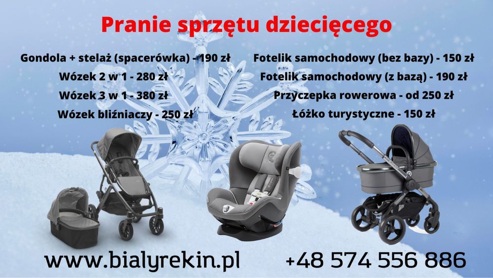 Pranie wózków dziecięcych, fotelików dziecięcych, przyczepek