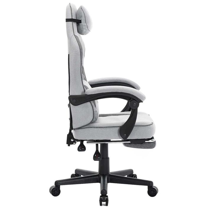 Fotel gamingowy DEUS EDGE Szary – styl, ergonomia i wysuwany podnóżek