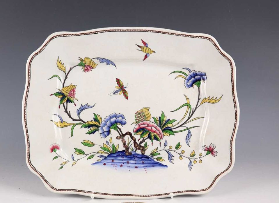 Старинное большое блюдо Sarreguemines Rouen Франция 1880-1910 г.