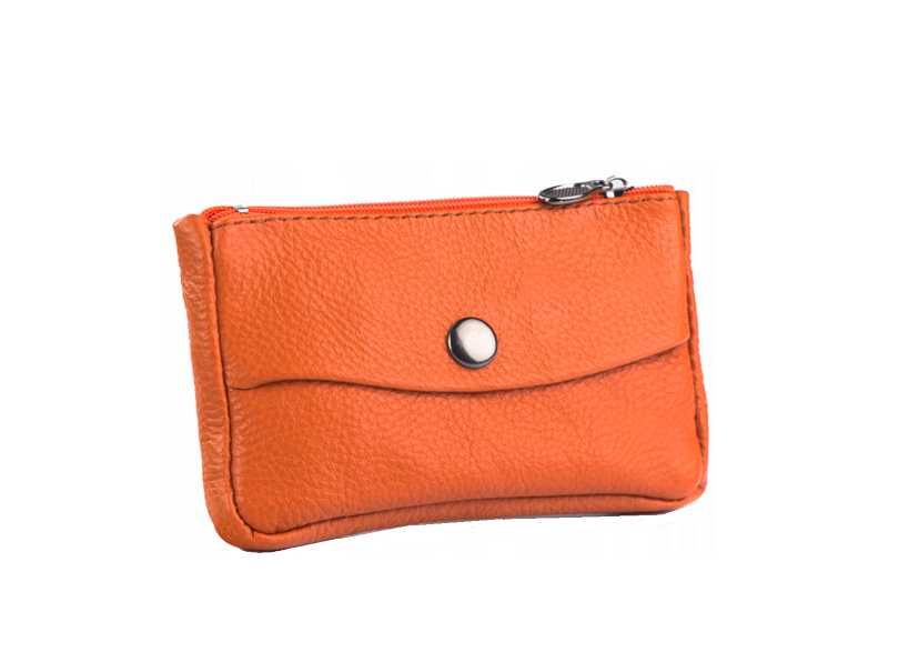 Skórzane etui na klucze z kółeczkiem pomarańczowe kluczówka