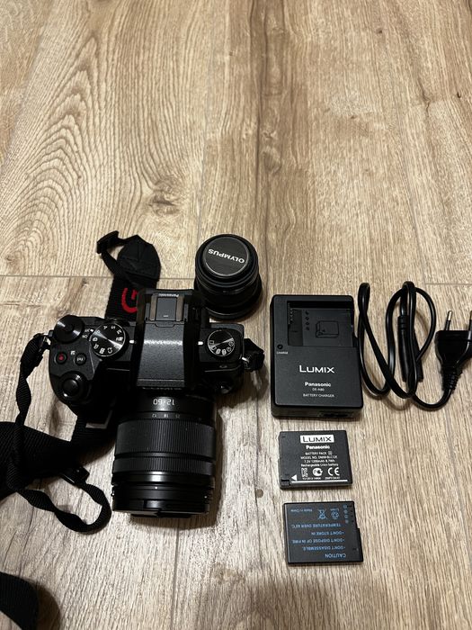 Panasonic lumix dmc-g80 + obiektyw + dodatkowy obiektyw 45mm