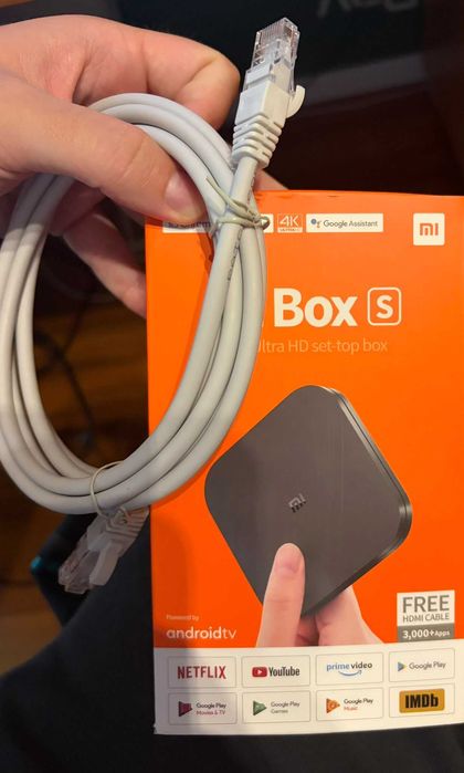xiaomi mi box s (com caixa e todos os cabos) (hdmi, cabo rede, adaptador rede)