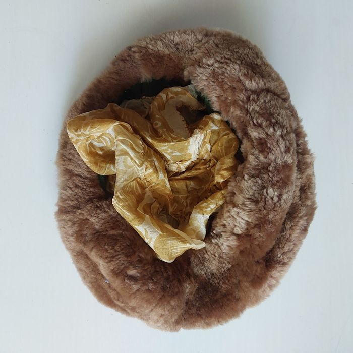 Beret rudy sztuczny kożuch damski