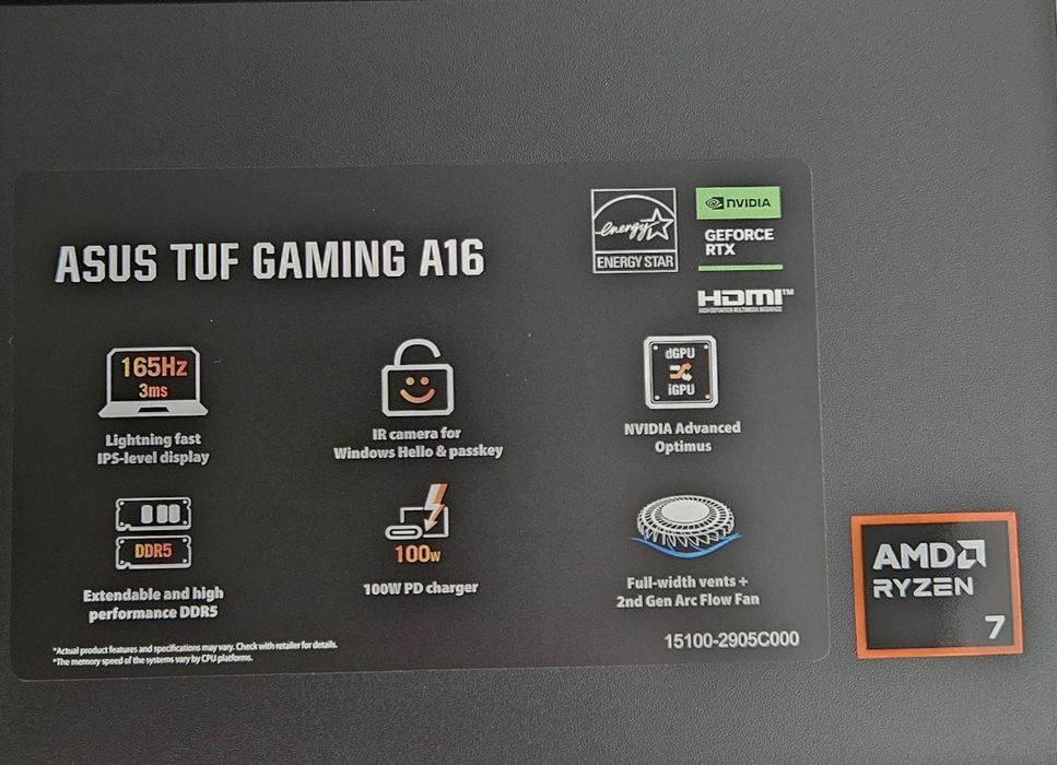 ASUS TUF Gaming A16 FA608UM-R7165 | Ryzen 7 260 | RTX 5060