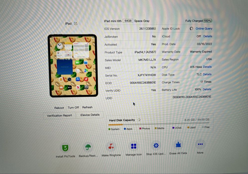 iPad mini 6 64 GB ІДЕАЛ 100% акум 17 циклів! айпад міні 6 64 гб Apple