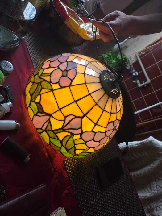 Lampa wiszaca Tiffany (witrazowa) recznie robiona antyk