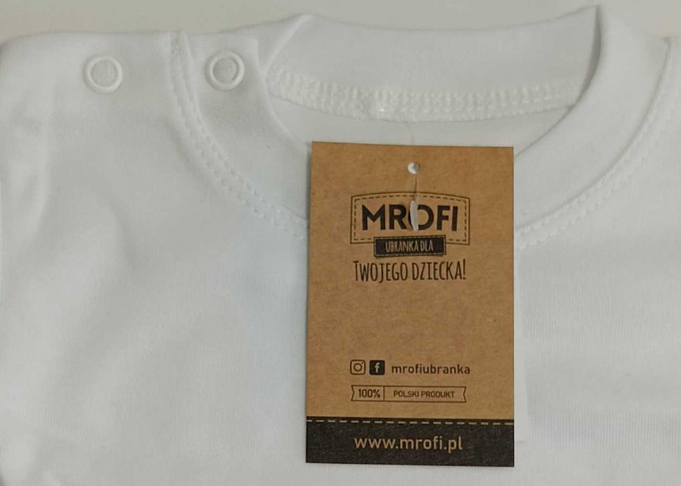 Mrofi Białe body niemowlęce z długim rękawem rozmiar 104 cm