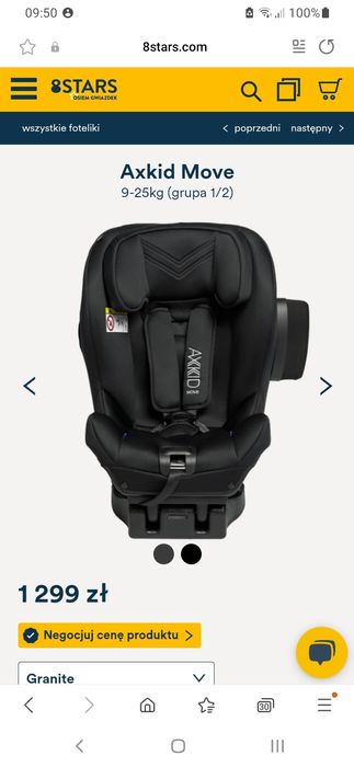 Fotelik samochodowy AXKID MOVE tyłem