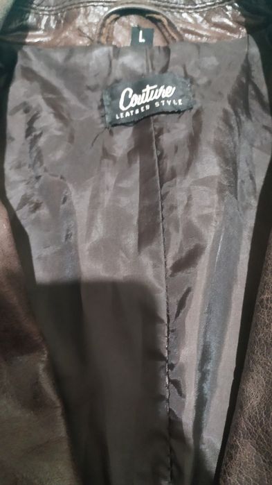 Casaco em pele castanho L