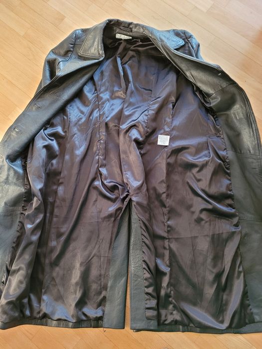 czarny skórzany płaszcz/trencz H&M na kazda pore roku - damski M/L - m