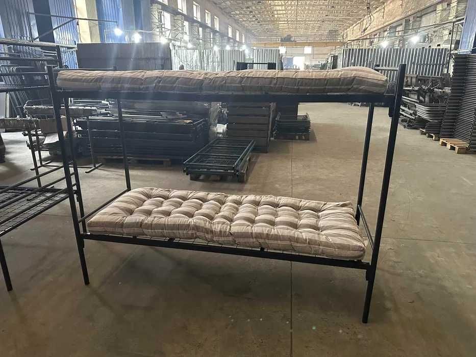 Ліжко металеве з матрацом одноярусне, двоярусне