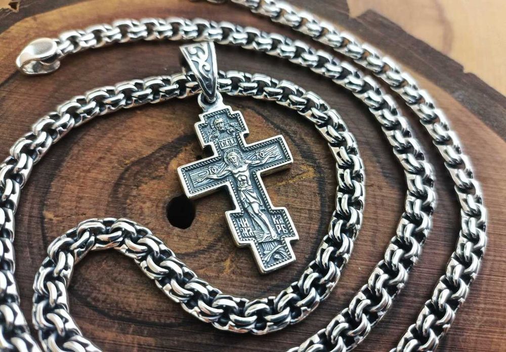 Православный Серебряный Крестик с Архангелом Михаилом. Хрест Срібний