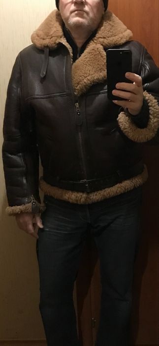 Куртка дубленка кожаная пилот-бомбер AVIREX. США.